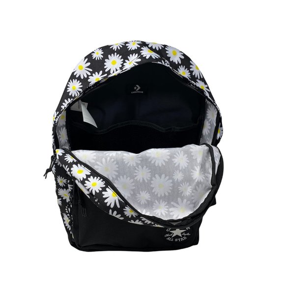 Converse Women's 10019901-A04 Go 2 Daisy Print Black White Flowers Logo Backpack - Picture 5 of 6